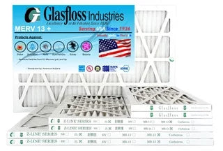 Glasfloss 12x30x1 - MERV 13 -Qty:6 - Furnace Air Filter - Made in USA (Actual Size: 11.5 x 29.5x7/8 1 inch)