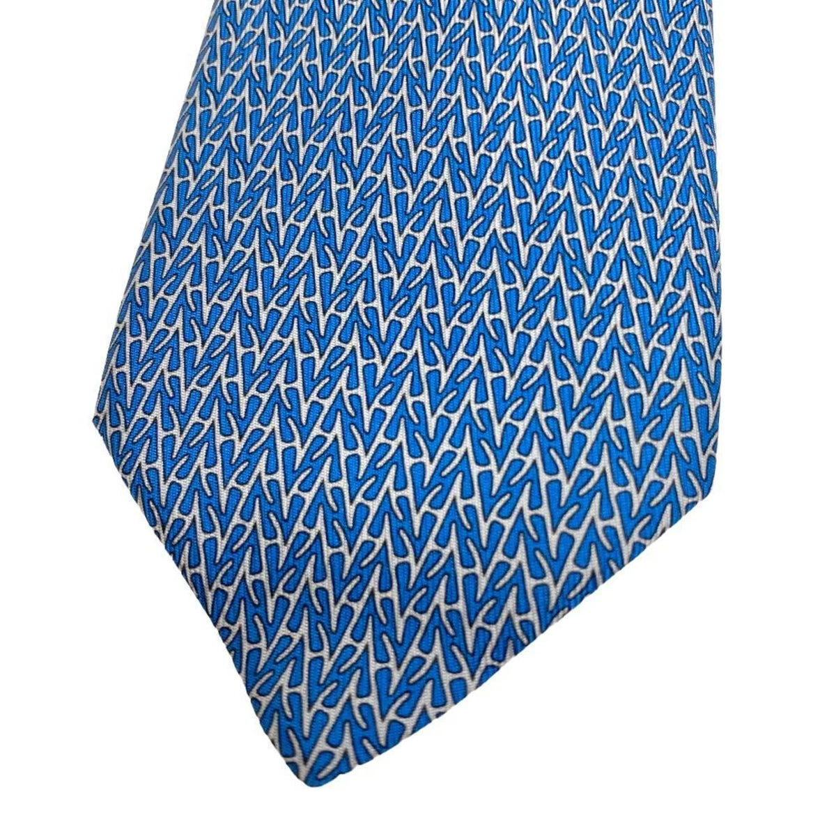 Pre-Owned HERMES H-roll necktie, blue, men's Z0006122 (Like New)