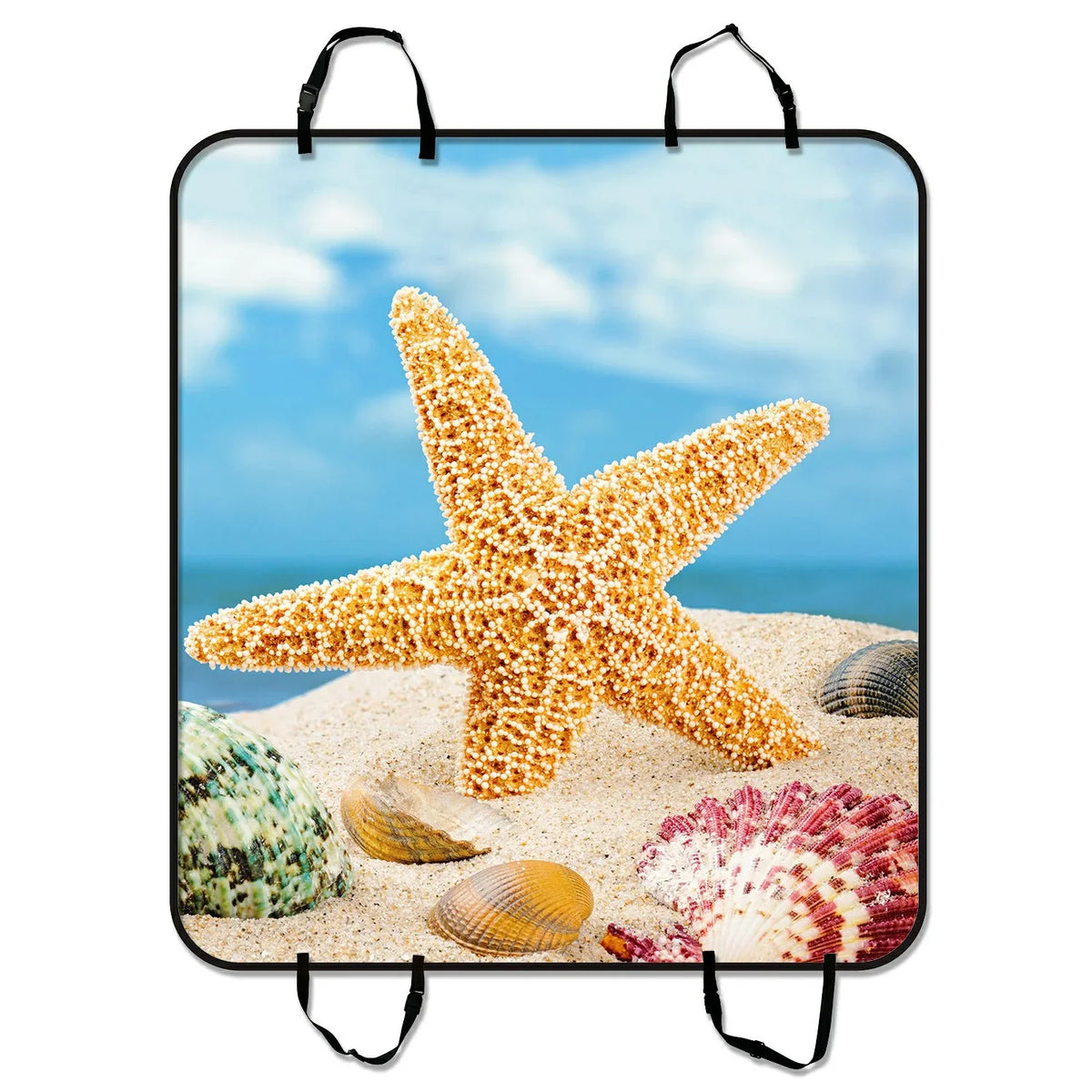 GCKG Summer Beach Seashell Starfish Sand Sky Pet Car Seat Cover Dog Car Seat Mat Hammock Cargo Mat Trunk Mat For Cars Trucks and SUV 54x60 inches
