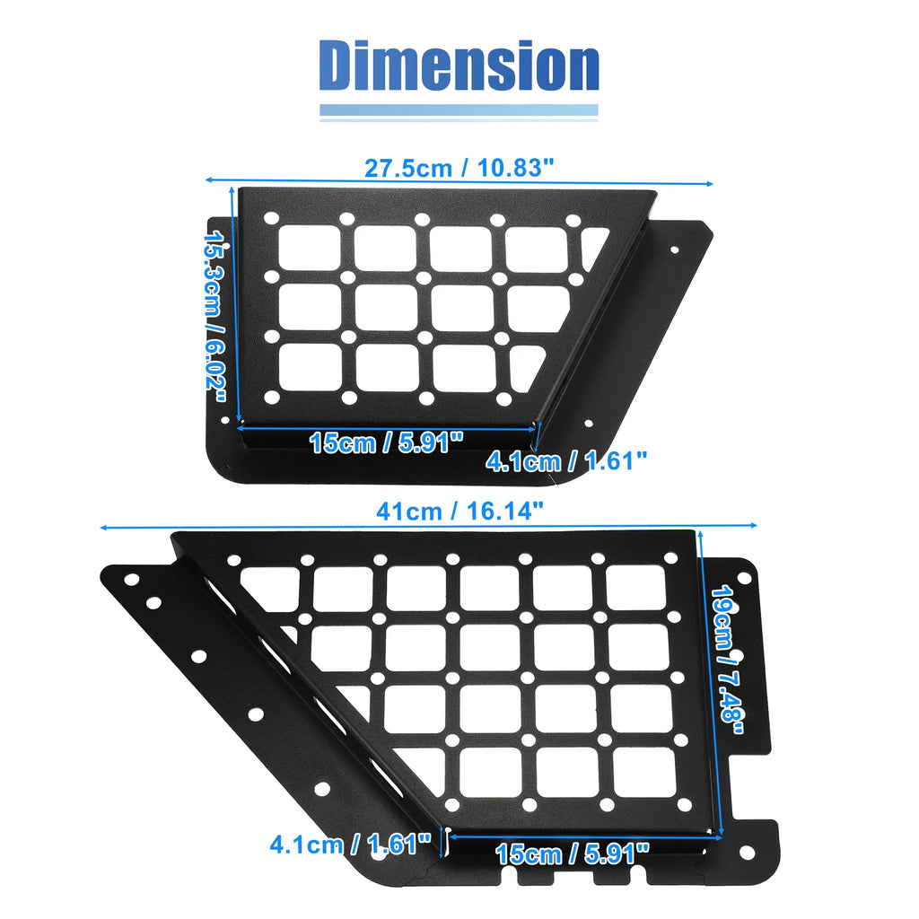 Unique Bargains 1Set Rear Door Net Pocket Storage Box Organizer Tray for  Bronco 2021 Metal dark