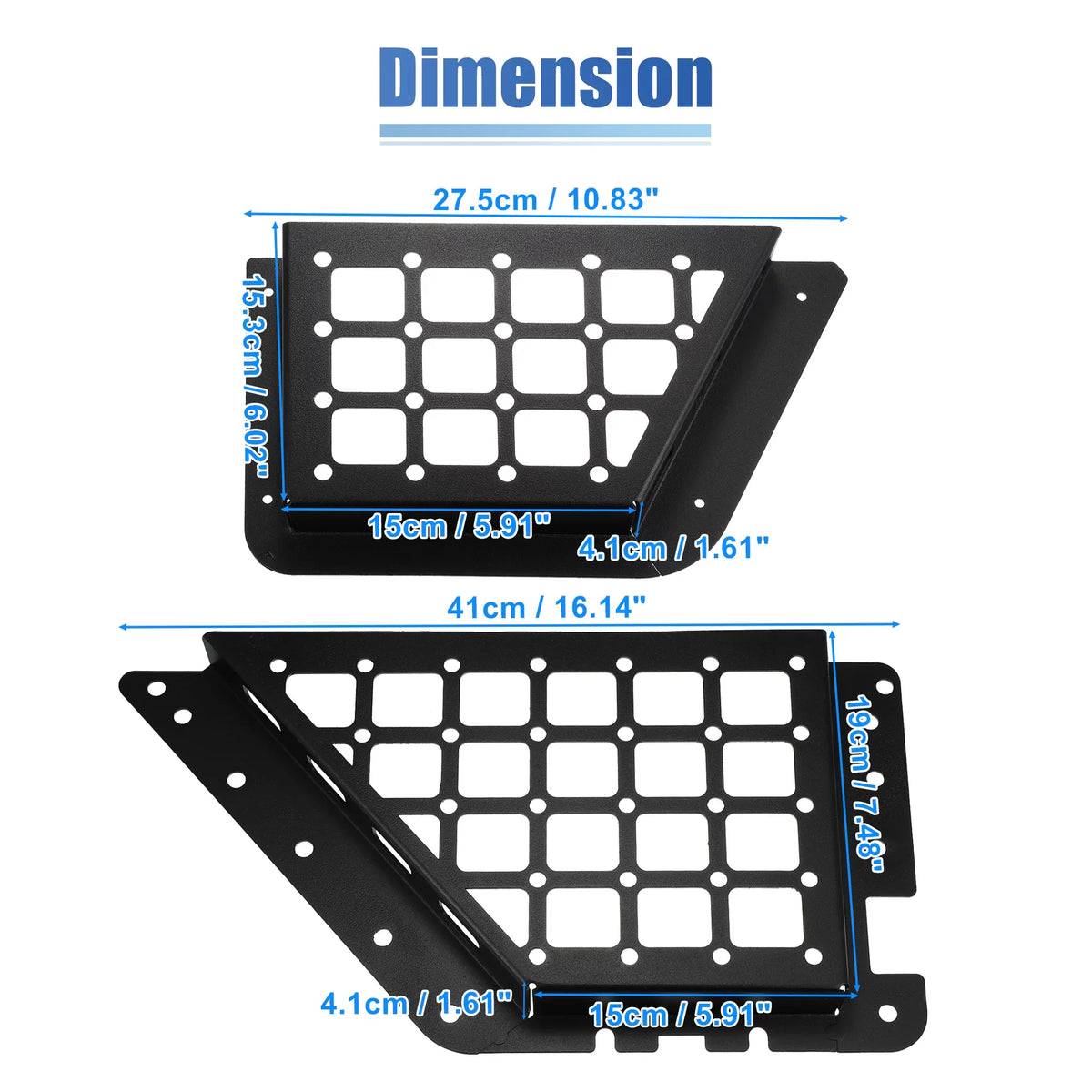 Unique Bargains 1Set Rear Door Net Pocket Storage Box Organizer Tray for  Bronco 2021 Metal dark
