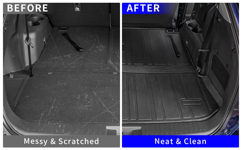 Cargo Mat Compatible with 2020-2024  Highlander Trunk Mat Cargo Liner TPE Back Seat Cover Protector 2022 7 Seats Highlander Accessories (2020-2023, Trunk Mat with Backrest Mat)