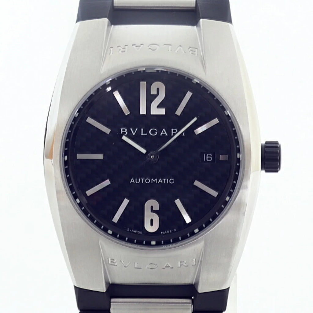 Pre-Owned BVLGARI Bulgari men's watch Ergon EG40S ebony (dark) dial rubber belt self-winding (Good)