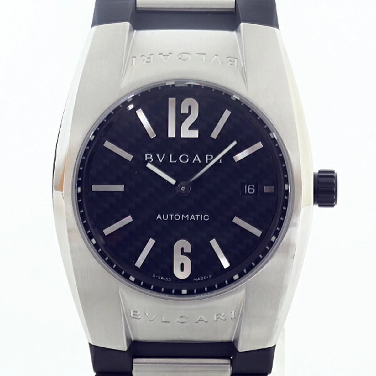 Pre-Owned BVLGARI Bulgari men's watch Ergon EG40S ebony (dark) dial rubber belt self-winding (Good)