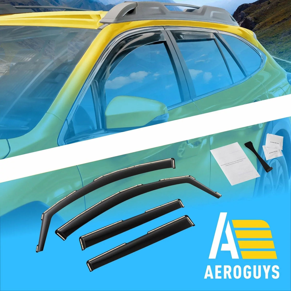 AG0268. AEROGUYS In-Channel Window Deflectors Extra Durable Window Visors Rain Guards Fit for Subaru Outback 2020-2024, Sun Visors, Wind Deflectors, Vent Visors, Car Accessories - 4pcs