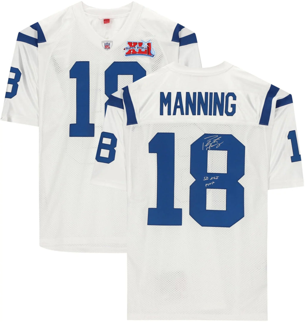 Peyton Manning Indianapolis Colts Autographed White Mitchell & Ness Super Bowl Authentic Jersey with "SB XLI MVP" Inscription - Fanatics Authentic Certified