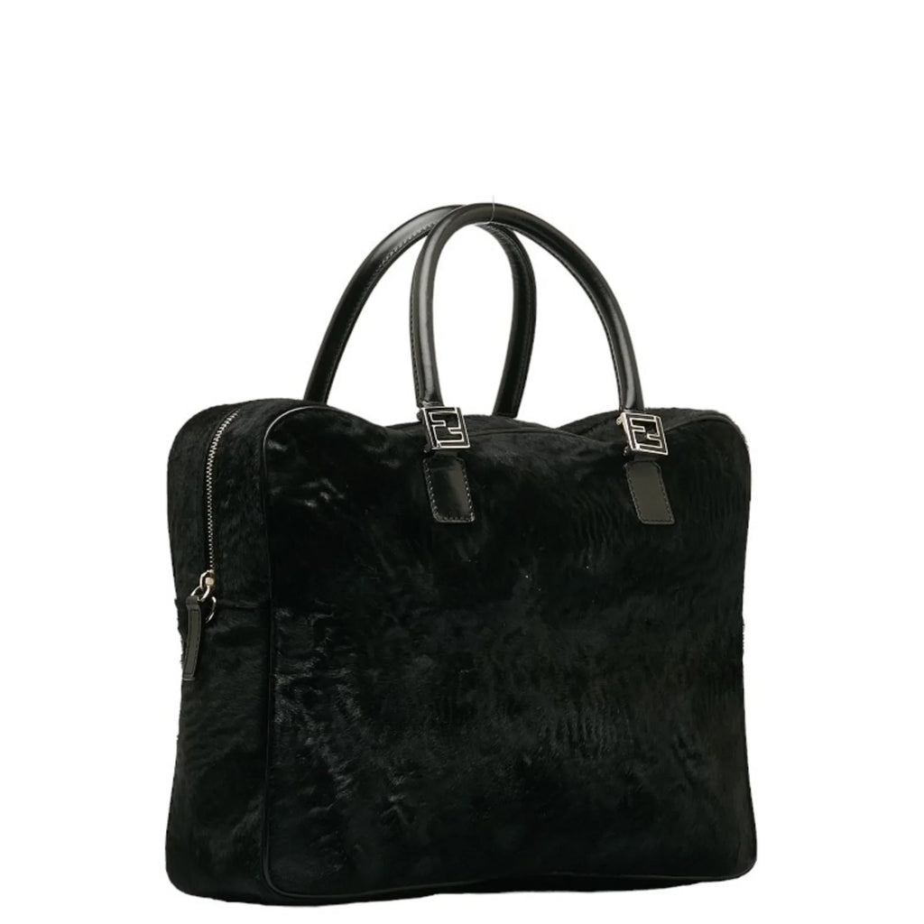 Pre-Owned FENDI Handbag Shoulder Bag charcoal Pony Leather Women's (Good)