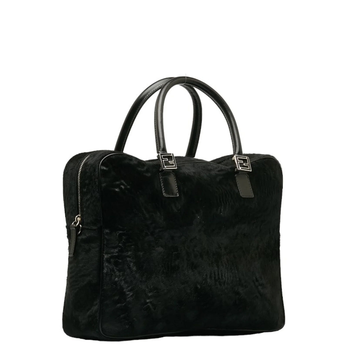 Pre-Owned FENDI Handbag Shoulder Bag charcoal Pony Leather Women's (Good)