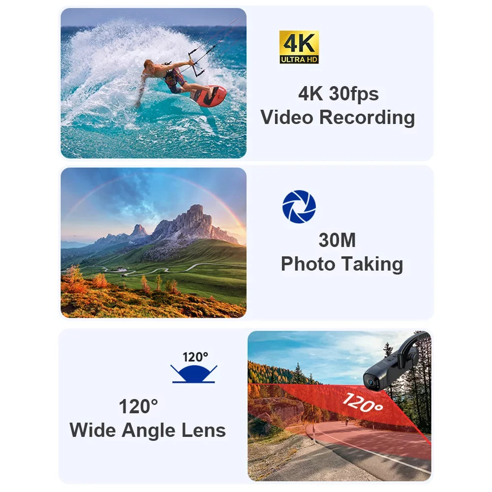 Andoer Camcorder 4K Head Mounted Camera EP6 Wearable Video Camera FHD 1080P 60FPS Vlog Camera Recorder WiFi Hands-Off Camera Webcam