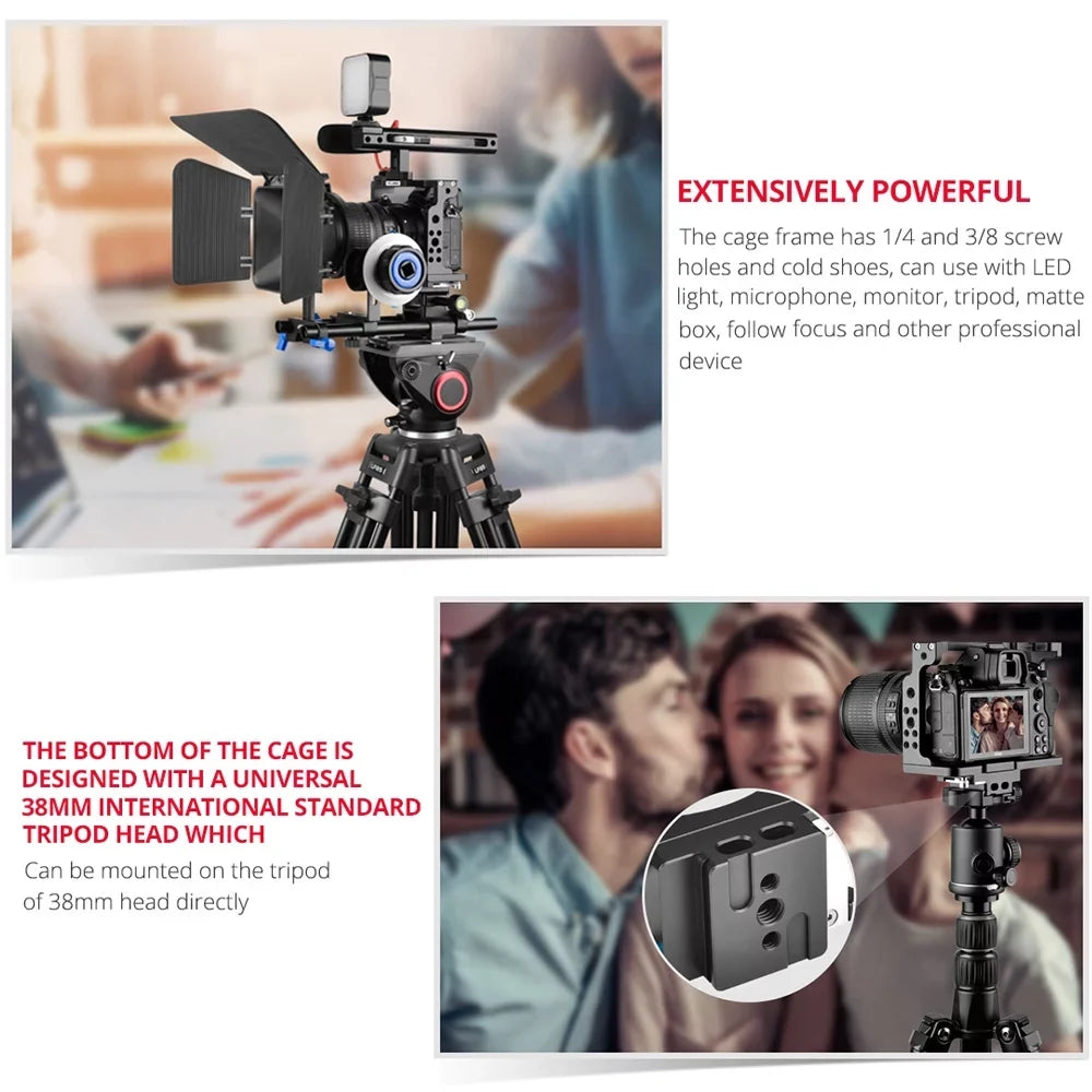 Andoer C15-B Camera Cage +  Handle Kit Aluminum Alloy with Cold Shoe Mount Compatible with  Z6/Z7 DSLR Camera