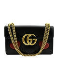 Pre-owned GUCCI Knight Malaga Kid Heart Medium Leather Crossbody Bag ebony 431777