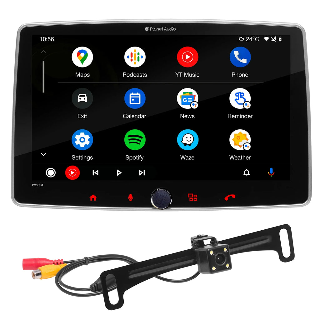 Planet Audio P90CPAC Car Stereo -  CarPlay, Android Auto, Single Din, 9 inch Capacitive Touchscreen, Bluetooth, No CD DVD Player, AM/FM Radio Receiver, Backup Camera