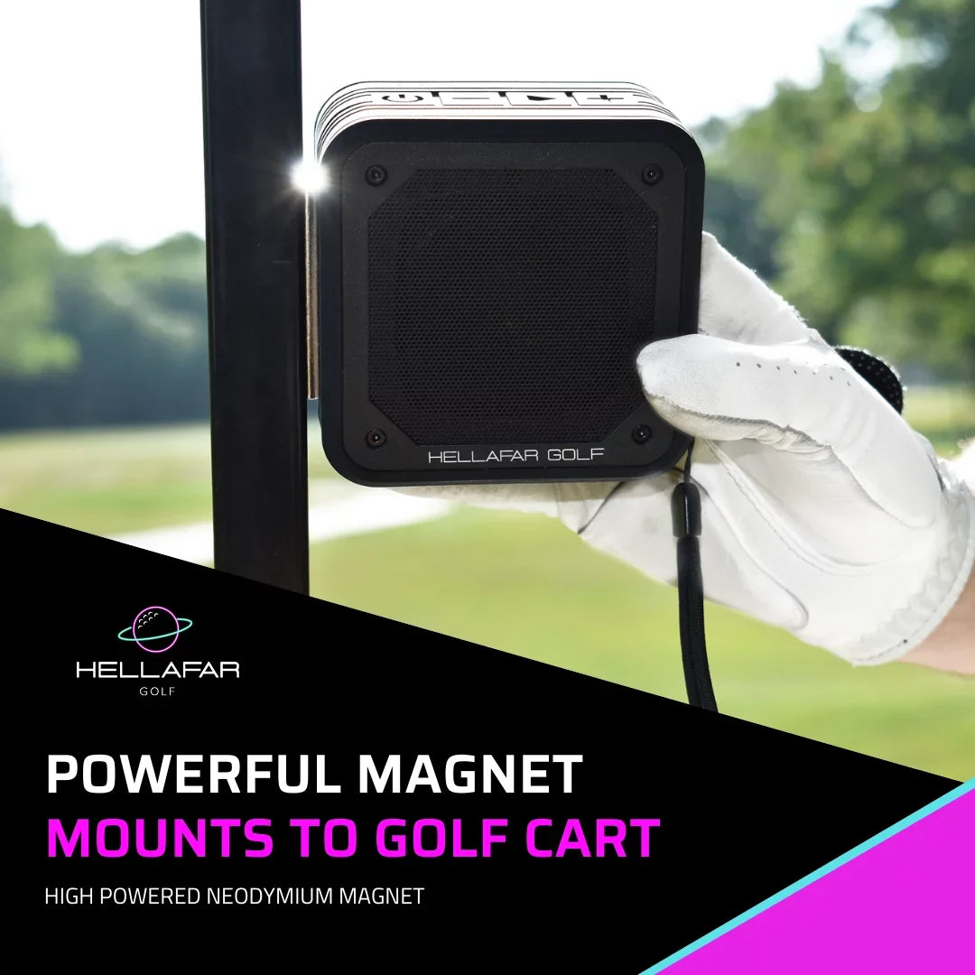 Hellafar Golf Speaker - Golf Cart Bluetooth Speaker, Magnetic Mounting System, IPX7 Waterproof, ebony