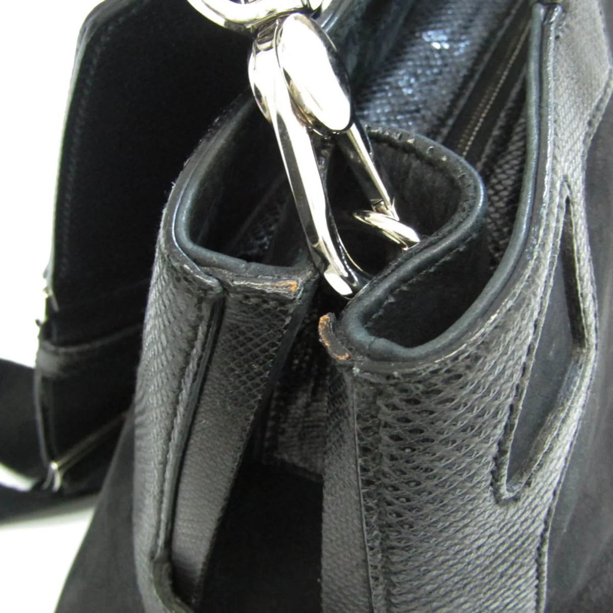 Pre-Owned Cartier Marcello Water Snake L1000928 Women's Suede,Leather Handbag,Shoulder Bag dark (Good)