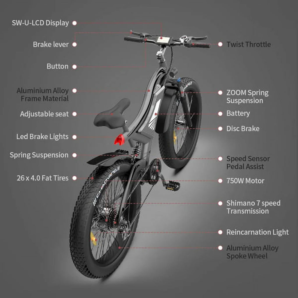 Electric Mountain Bike. AOSTIRMOTOR Hot Fat Tire Adults Electric Bicycle 26 In