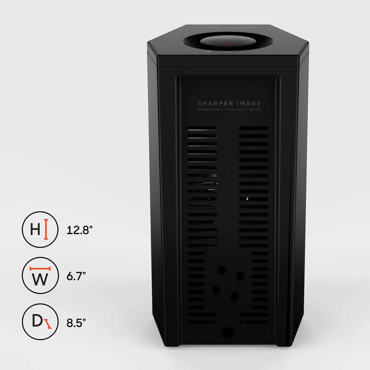 Sharper Image Rise 12H Personal Tower Heater, 2 Heat Settings, ebony, New