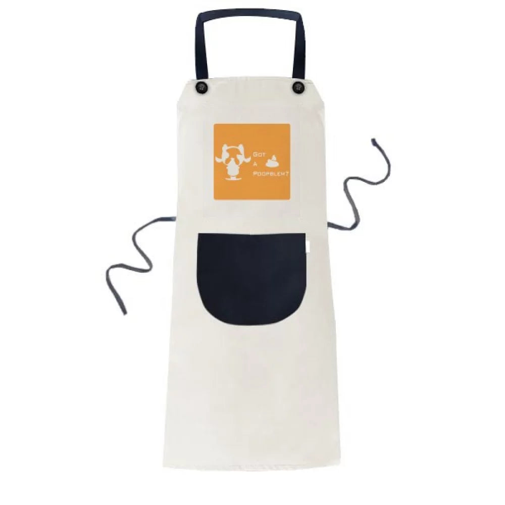 Fierce Boston Terrier Poop Problem Apron Adjustable Bib Cotton Linen BBQ Kitchen Pocket Pinafore