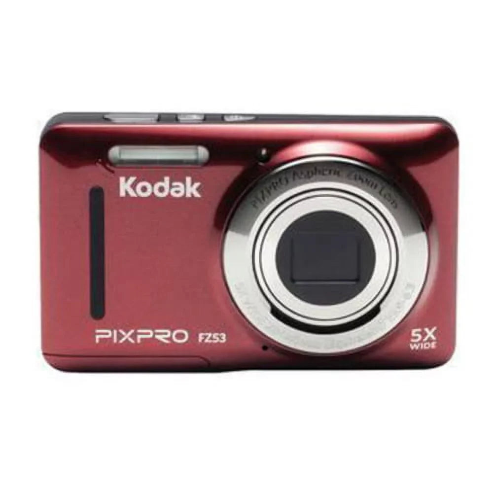 Kodak PIXPRO Friendly Zoom FZ53 Digital Camera (Red) with Case and Memory Card