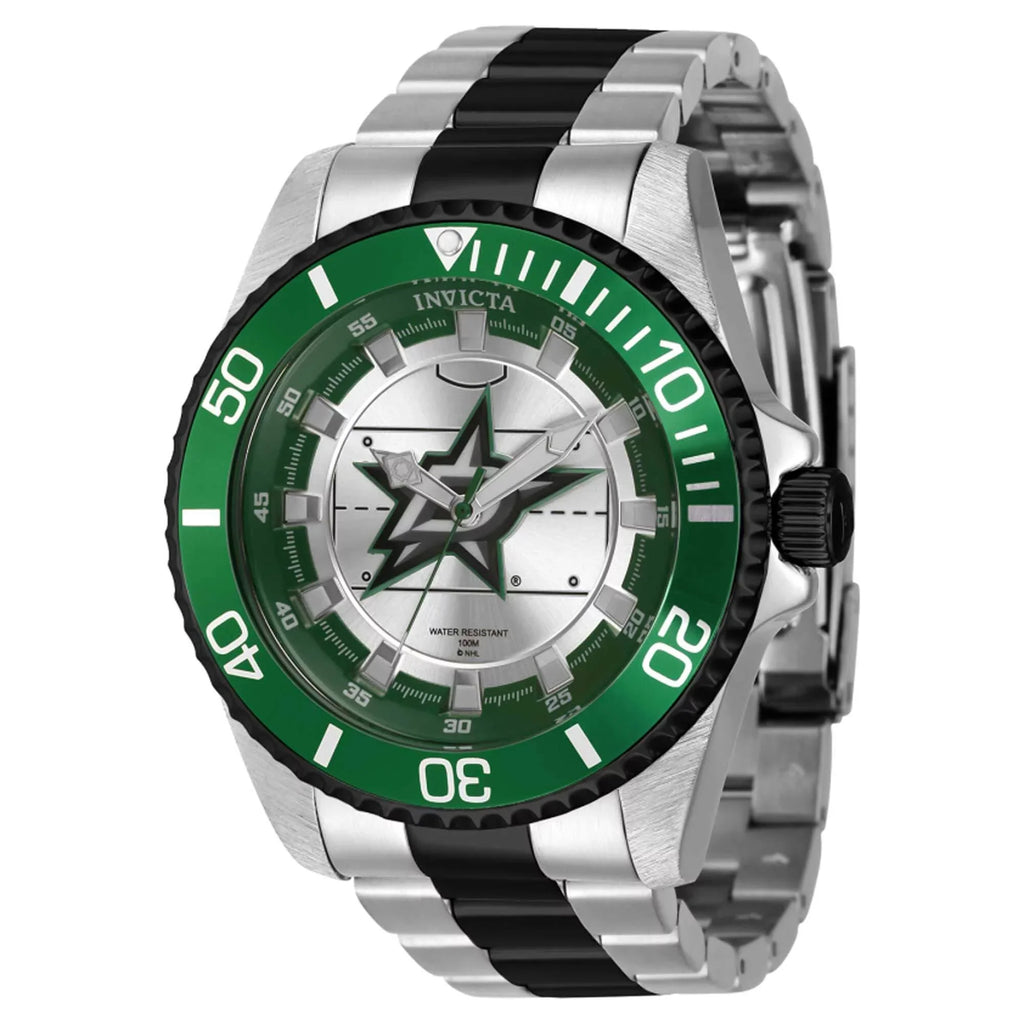 Invicta 42249 Men's NHL Dallas Stars Green and ebony Bezel Watch