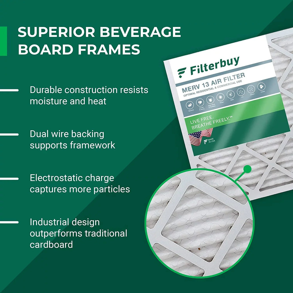 Filterbuy 12x12x4 MERV 13 Pleated HVAC AC Furnace Air Filters (3-Pack)