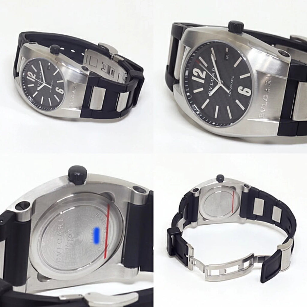 Pre-Owned BVLGARI Bulgari men's watch Ergon EG40S ebony (dark) dial rubber belt self-winding (Good)