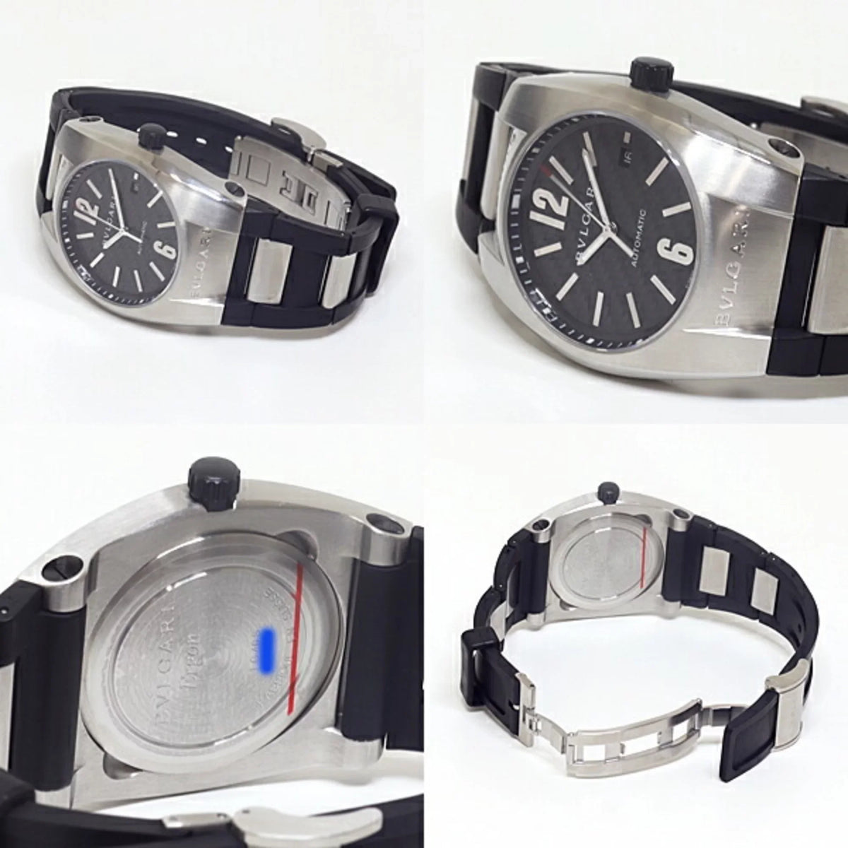 Pre-Owned BVLGARI Bulgari men's watch Ergon EG40S ebony (dark) dial rubber belt self-winding (Good)