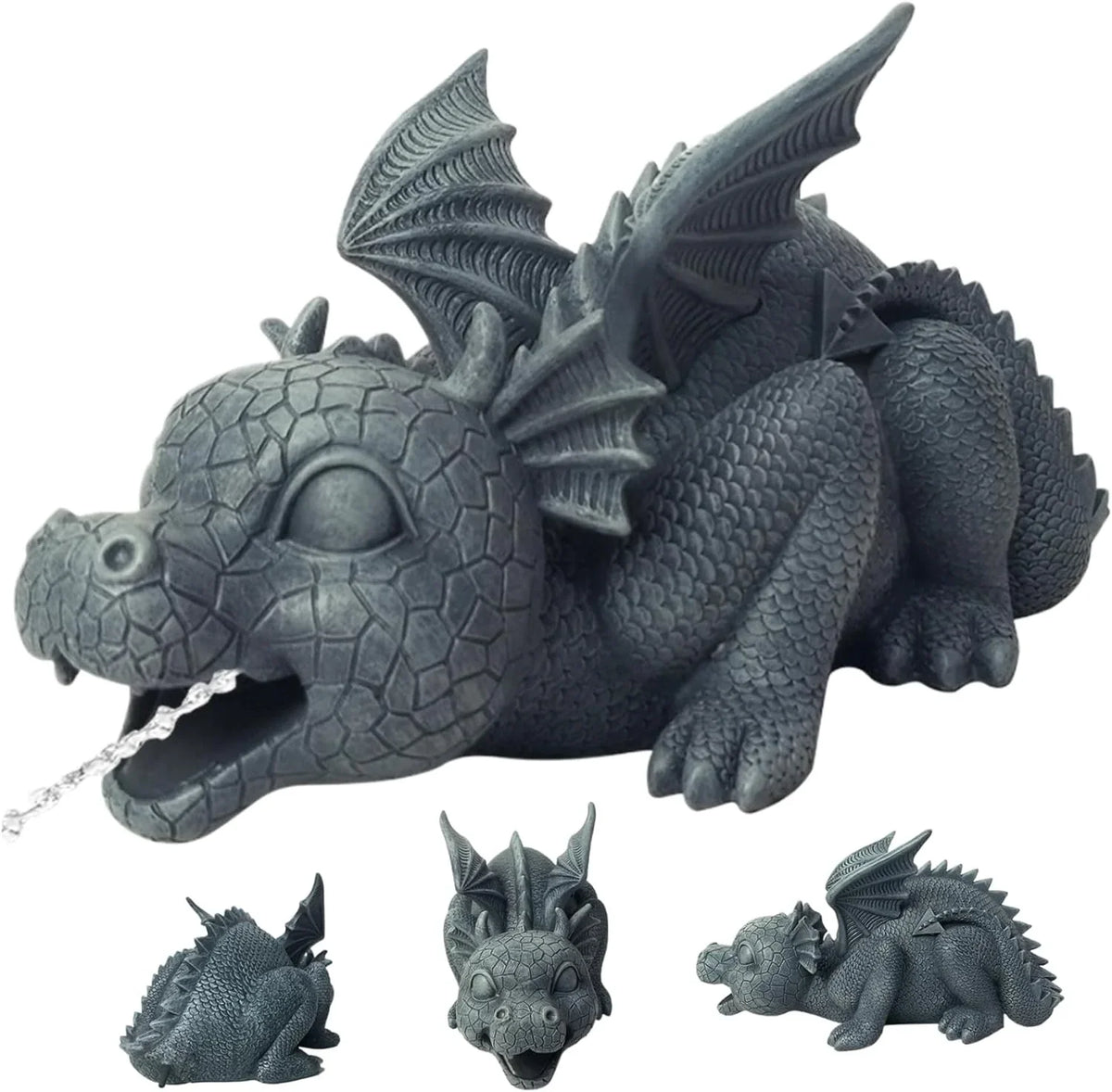 Dragon Fountain Resin water feature Spouting Dragon Garden Statue Weather Resistant Realistic Water Spray Dragon Statue for Yard Park Courtyard lake Pool