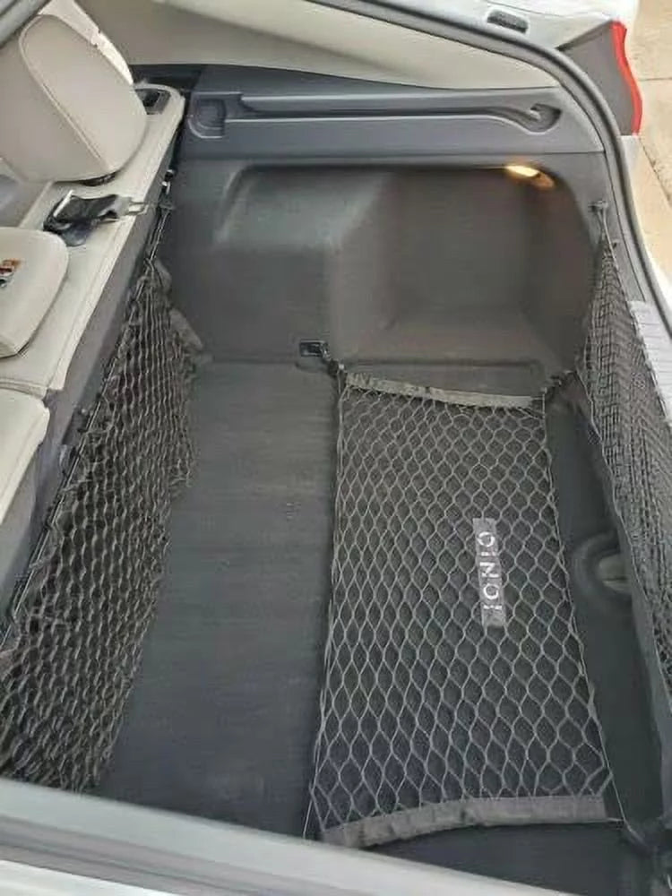 EACCESSORIES EA (Qty.3) Trunk Organizer Cargo Nets for HYUNDAI IONIQ 2017-2019 – Floor & 2 Envelope Style Cargo Nets for Hatchback – Premium Mesh Elastic Car Trunk Organizer – Compatible HYUNDAI IONIQ