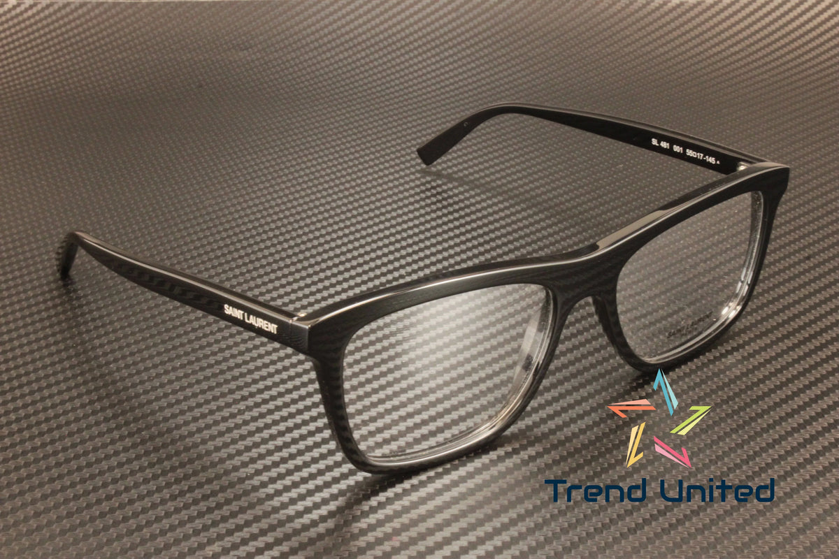 SAINT LAURENT SL 481 001 Rectangular Squared charcoal 55 mm Men's Eyeglasses