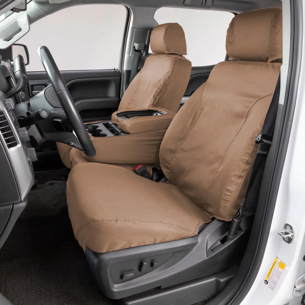 Covercraft SeatSaver Front Row Custom Fit Seat Cover for Select  F-150 Models - Polycotton (Tan) Fits select: 2013-2014  F150 SUPER CAB, 2011-2012  F150