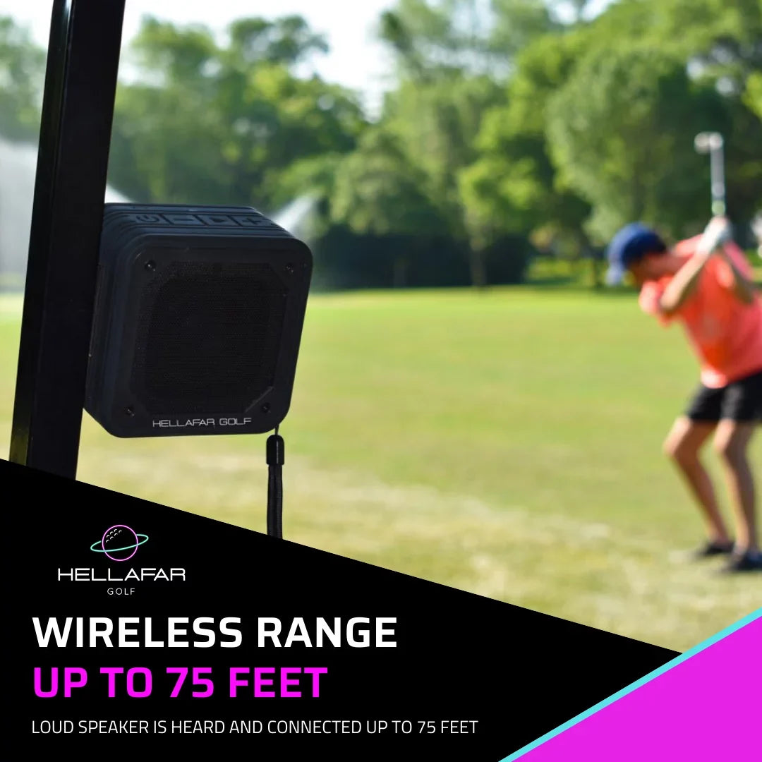 Hellafar Golf Speaker - Golf Cart Bluetooth Speaker, Magnetic Mounting System, IPX7 Waterproof, ebony
