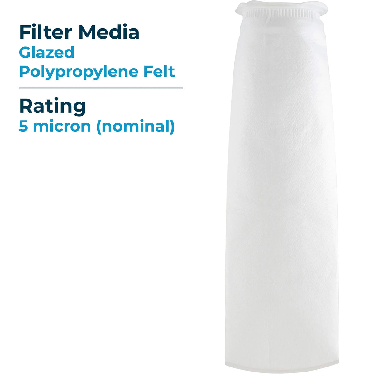 SpiroPure SP-BP-420-5 5 Micron #4 (20”) Glazed Polypropylene Felt Liquid Bag Filter BP-420-5 155386-03 (Case of 40)