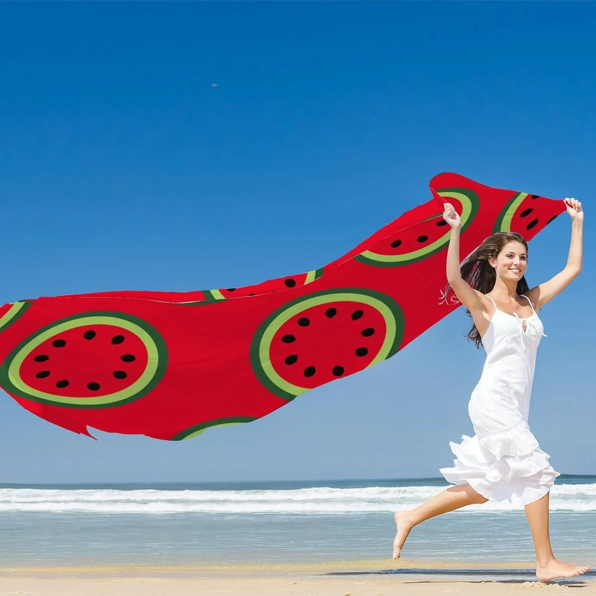 Hyjoy Watermelons Pattern Long Silk Neck Scarf Lightweight Shawl Wrap Scarves for Women Girls