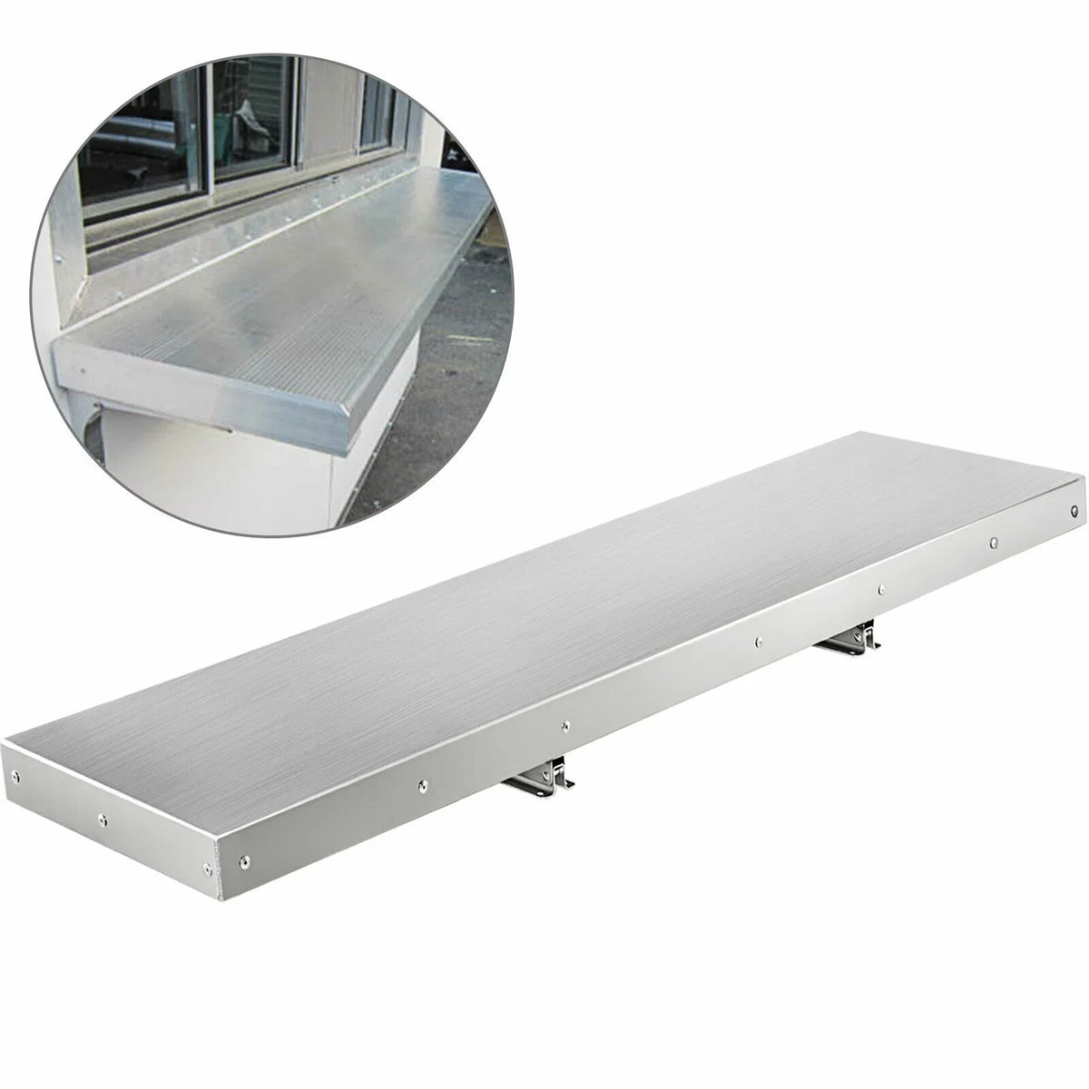 VEVOR Concession Shelf 48L x 12W 25mm Stainless Steel Drop Down Folding Serving Food Shelf Stand Serving for Concession Trailer Serving Window