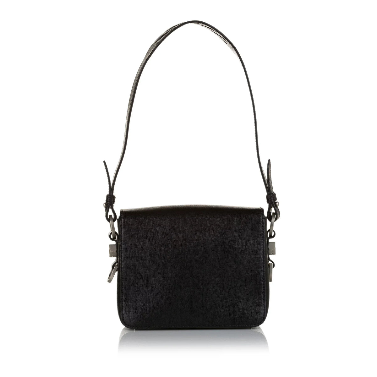 Pre-Owned Authenticated Off-White Binder Clip Crossbody Bag Calf Leather charcoal Unisex (Good)