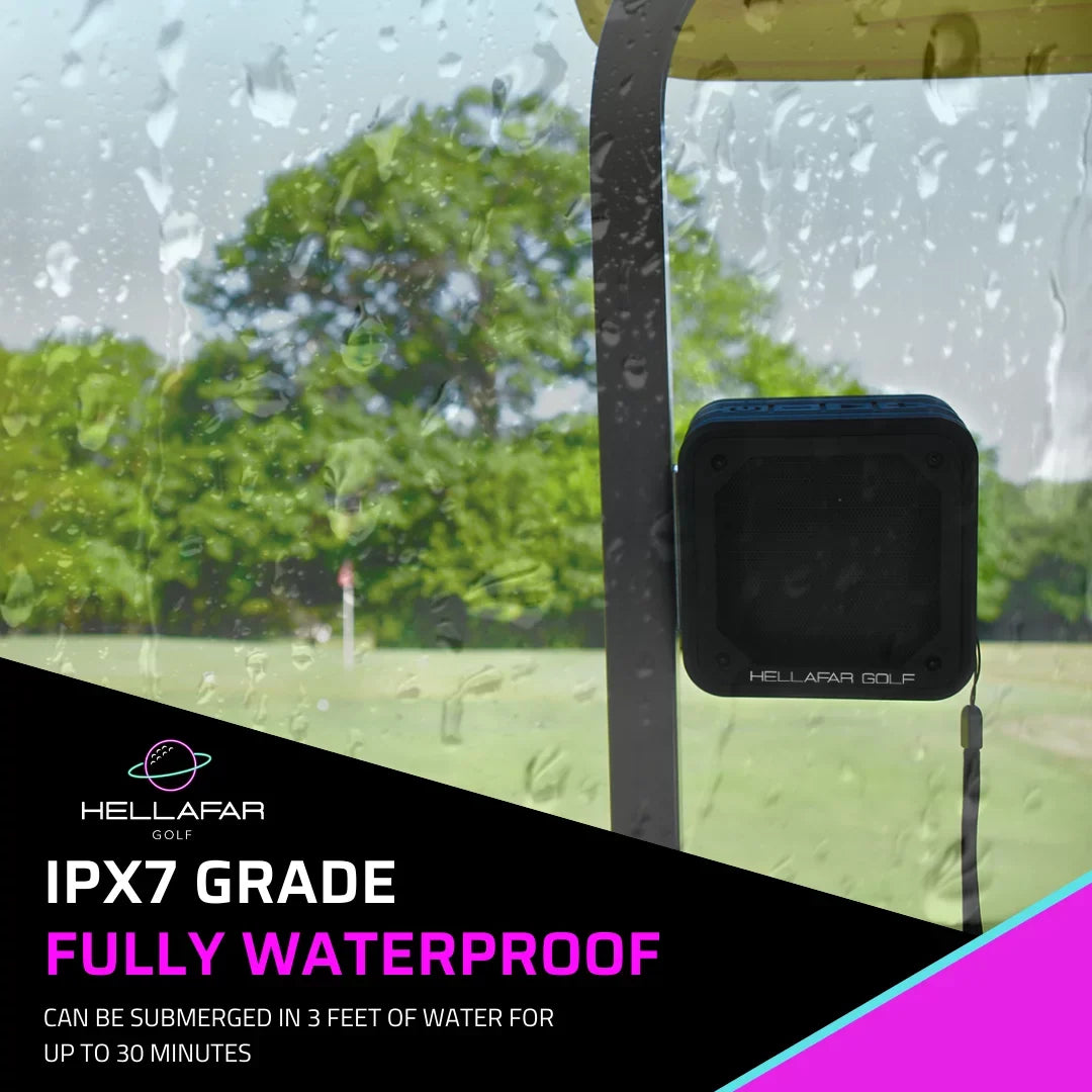 Hellafar Golf Speaker - Golf Cart Bluetooth Speaker, Magnetic Mounting System, IPX7 Waterproof, ebony