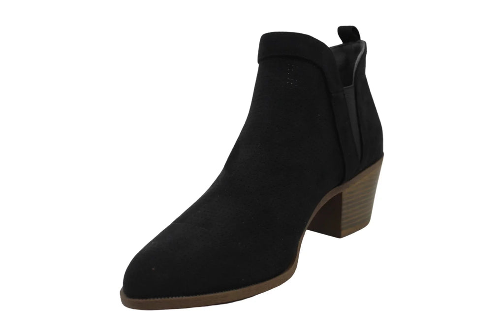 STYLE & COMPANY Womens dark Stretch Gore Perforated Padded Myrrah Almond Toe Block Heel Booties 9 M