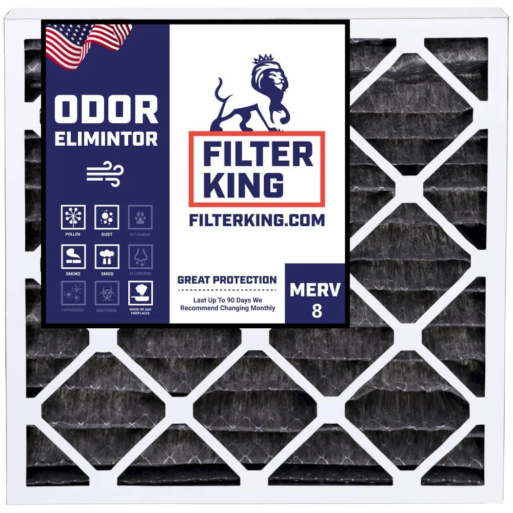 Filter King 17x25x1 Air Filter | 4-PACK | Carbon MERV 8 HVAC Pleated A/C Furnace Filters | MADE IN USA | Actual Size: 17 x 25 x .75"