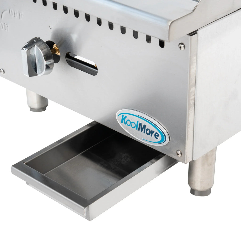 Natural Gas 1-Burner Griddle with 30,000 BTU in Stainless-Steel (KM-GG1-18M). 18 in