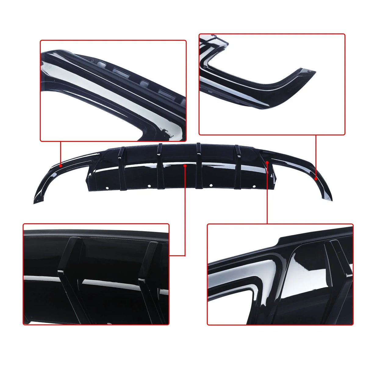 NINTE Rear Diffuser for 2015-2022 Chrysler 300 SRT Back Lip Gloss ebony Square Exhaust