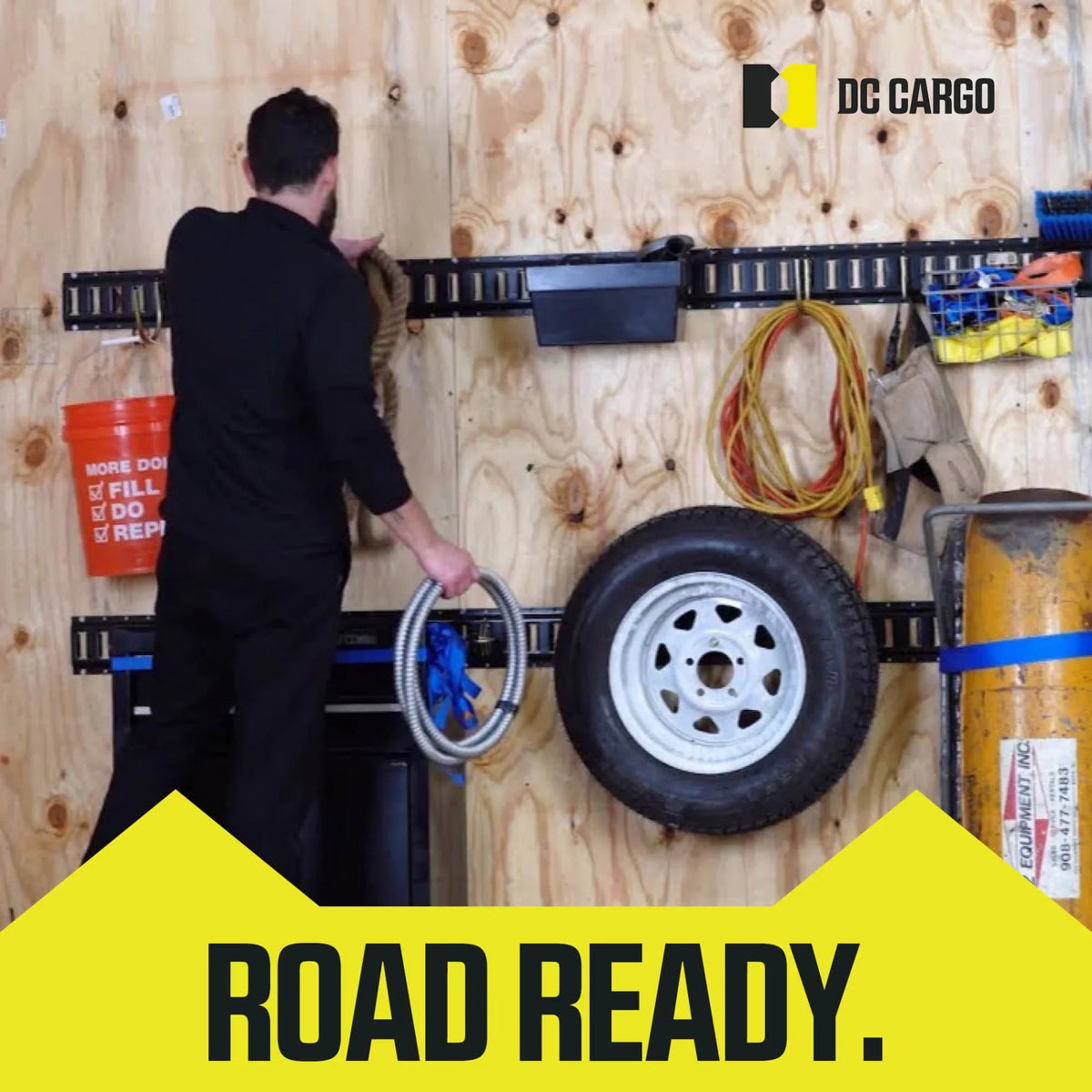 DC Cargo Mall E Track Shelving Kit - 12 Pieces: 4 ft dark E Track Rails & E Track Wood Beam Sockets