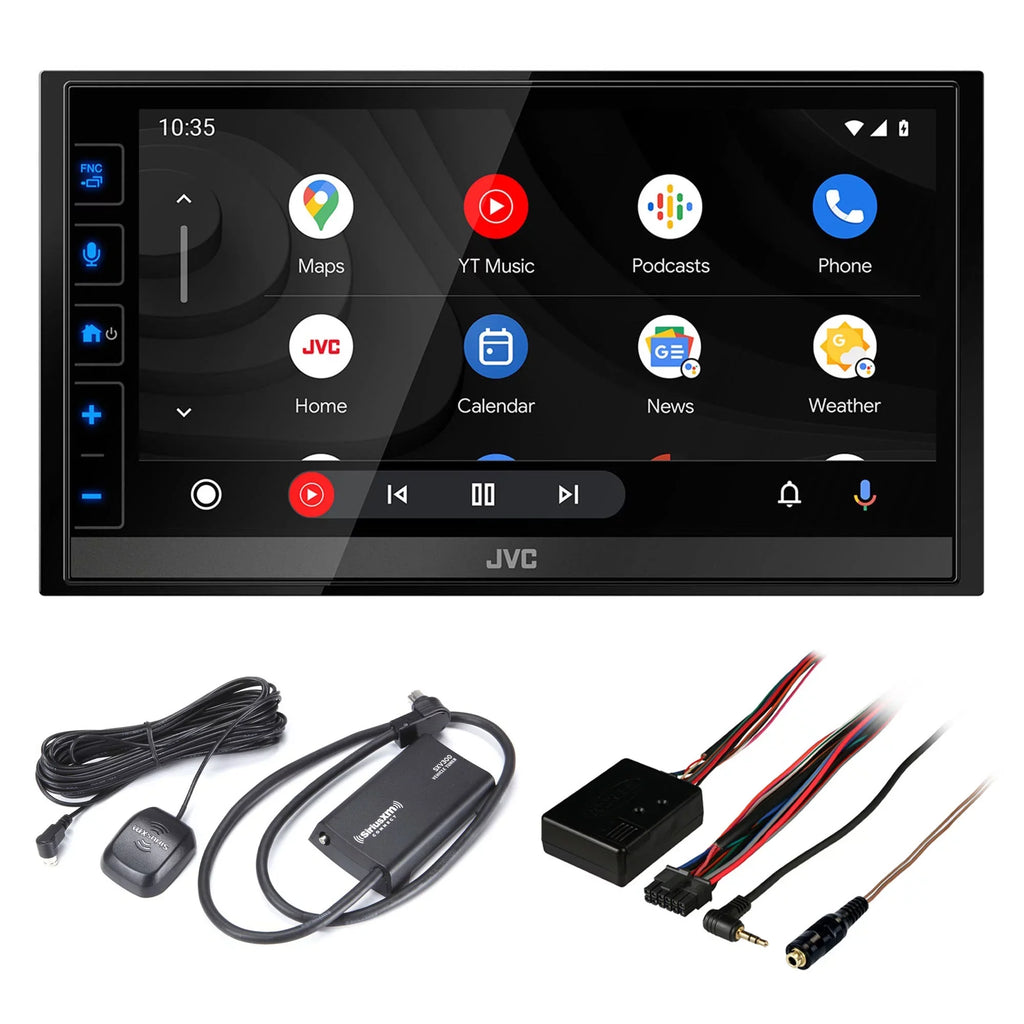 JVC KW-M780BT 6.8" Digital Media Receiver, Compatible With  CarPlay / Android Auto with SXV300v1 Sat Radio Tuner and Steering Wheel Interface
