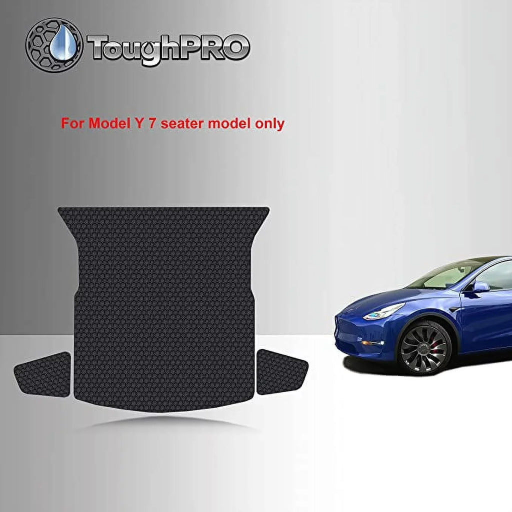 TOUGHPRO Cargo/Trunk Mats Accessories Compatible with Tesla Model Y 7 Seater 3rd Row Down All Weather Heavy Duty Custom Fit dark Rubber 2022