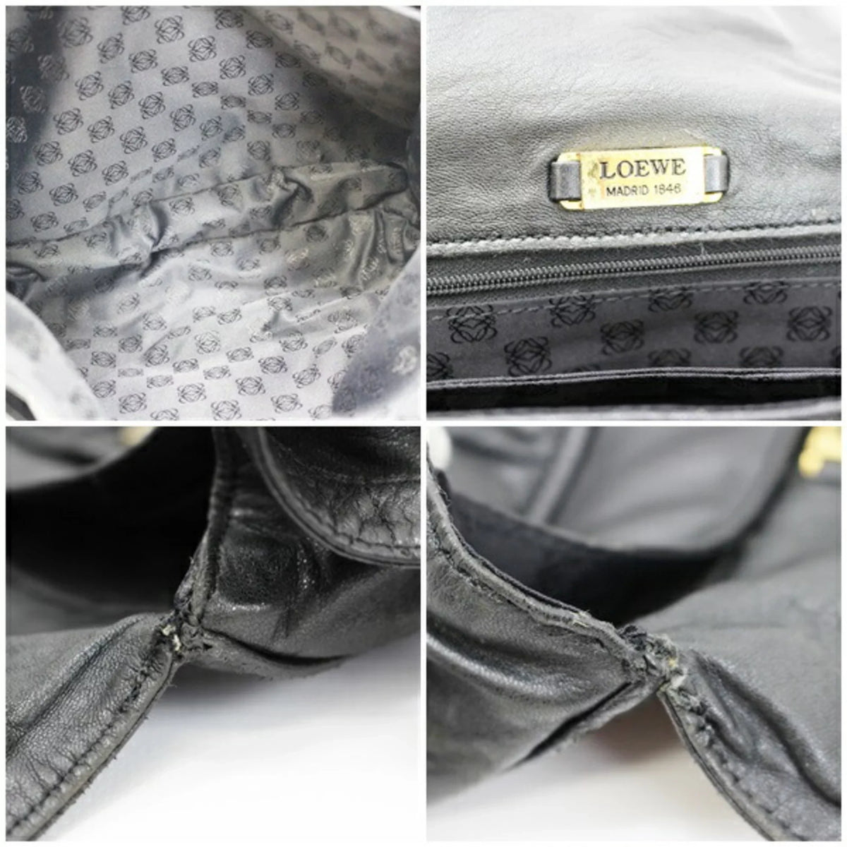 Pre-Owned Loewe Leather Shoulder Bag Anagram dark LOEWE Ladies (Good)