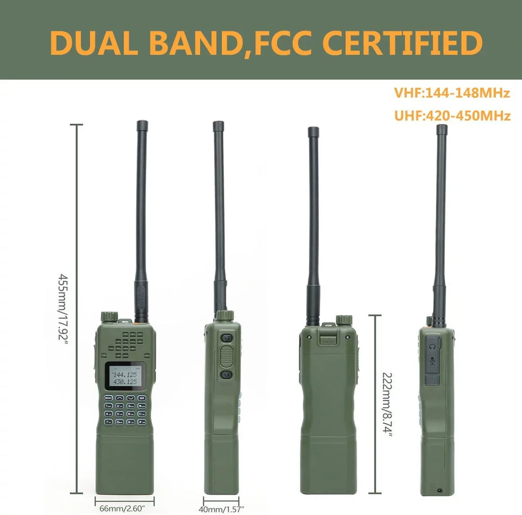 ABBREE&BaofengAR-152 10W Long Range Rechargeable Two Way Radio with AR-152 Shoulder mic,18.8 inch Tactical Foldable Antenna,USB Charger Cable,AR-152 Bag and Programming Cable Walkie Talkie Full Kit