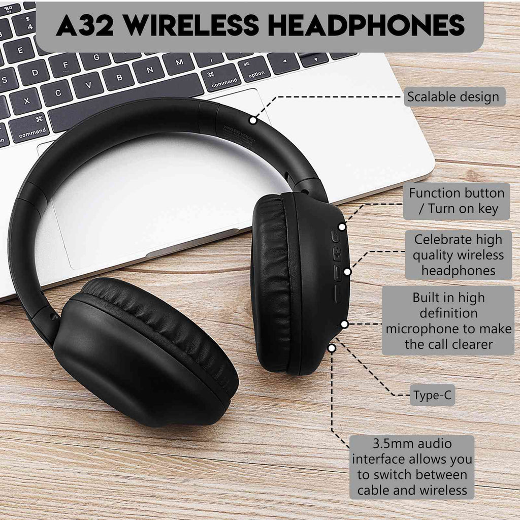 UrbanX Perfect Comfort 955 II Overhead Wireless Bluetooth Headphones For Infinix Smart 5 (India) Noise-Cancelling, with – charcoal