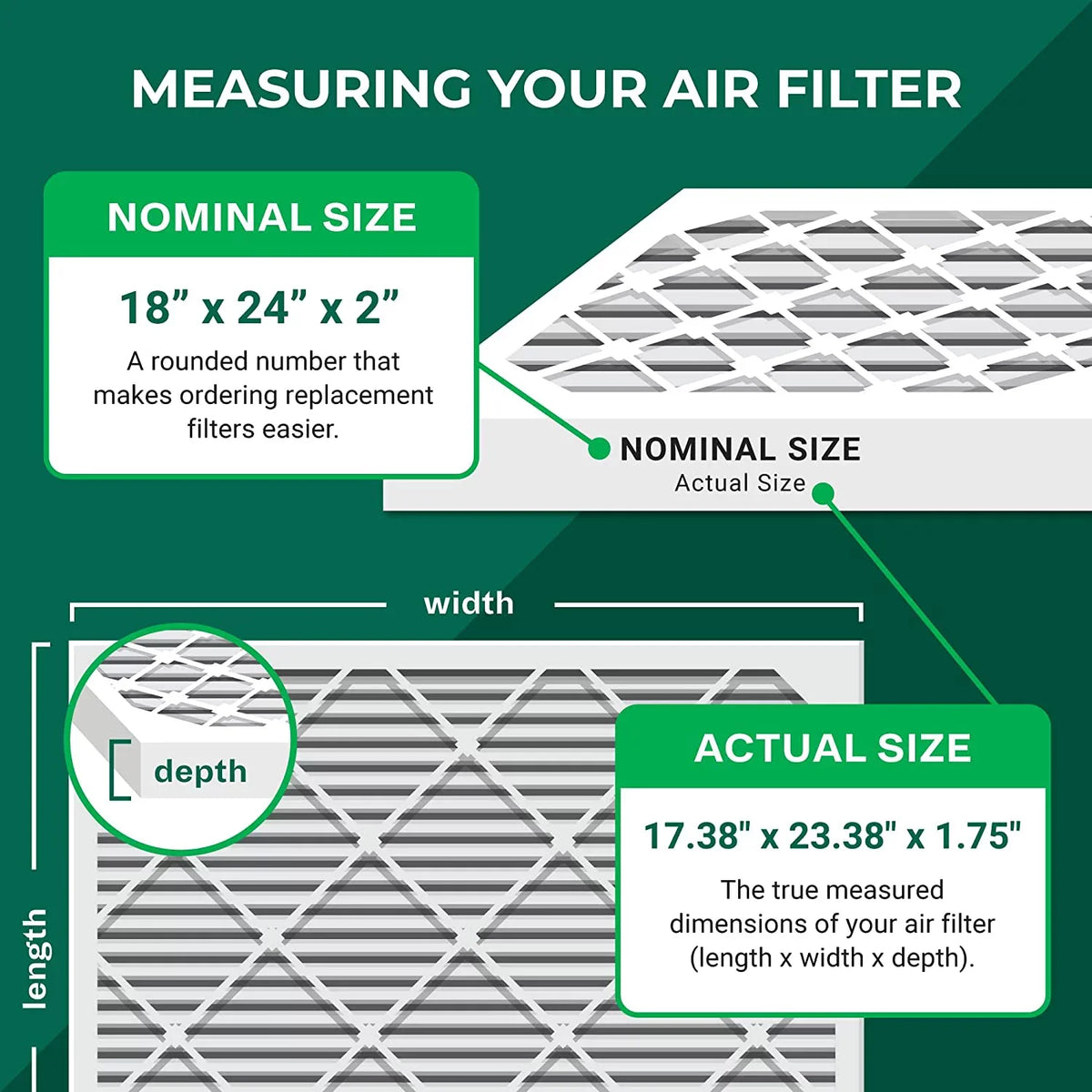 Filterbuy 18x24x2 MERV 11 Pleated HVAC AC Furnace Air Filters (6-Pack)