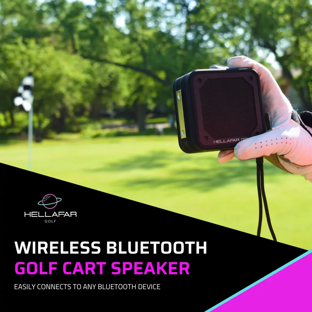 Hellafar Golf Speaker - Golf Cart Bluetooth Speaker, Magnetic Mounting System, IPX7 Waterproof, ebony