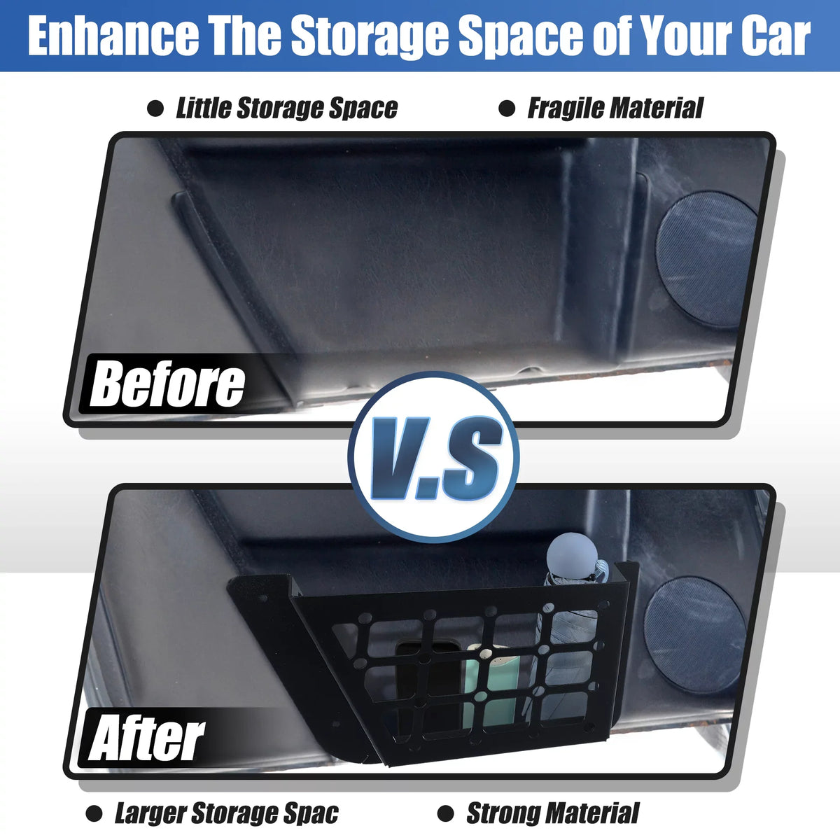Unique Bargains 1Set Rear Door Net Pocket Storage Box Organizer Tray for  Bronco 2021 Metal dark