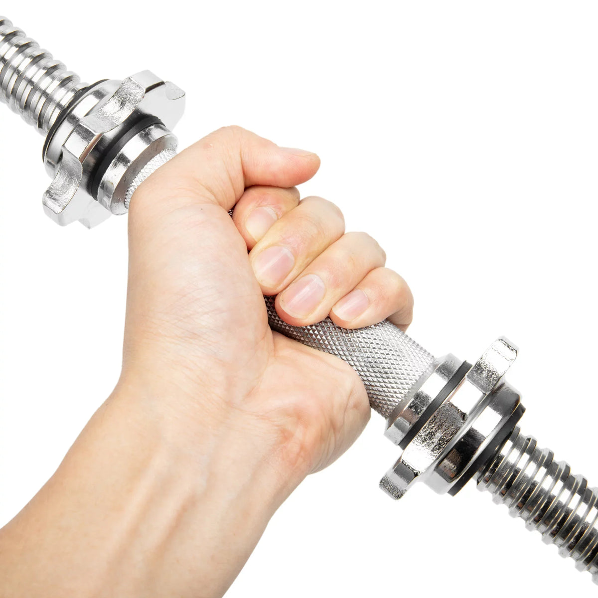 SAYFUT Barbell Dumbbell Bars Chrome Dumbbell Handles Weight Lifting Spinlock Collar Set for Gym Barbells Dumbbell Bars Strength Training, Length 13.77''/ 35cm,Hex nut
